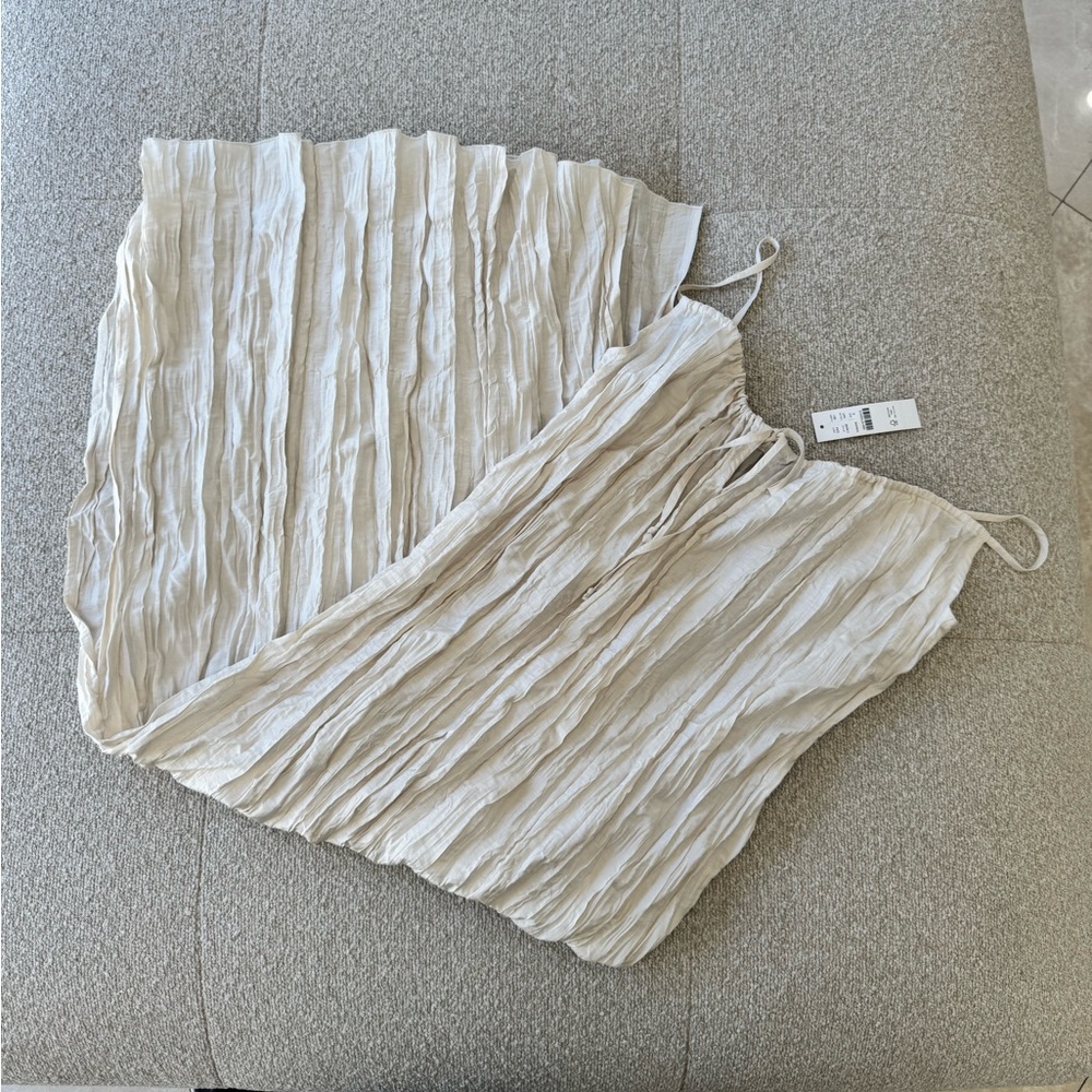 NWT J.Crew Crinkled side-slit midi dress, Natural, Pale Surplus, Size small - Picture 7 of 9